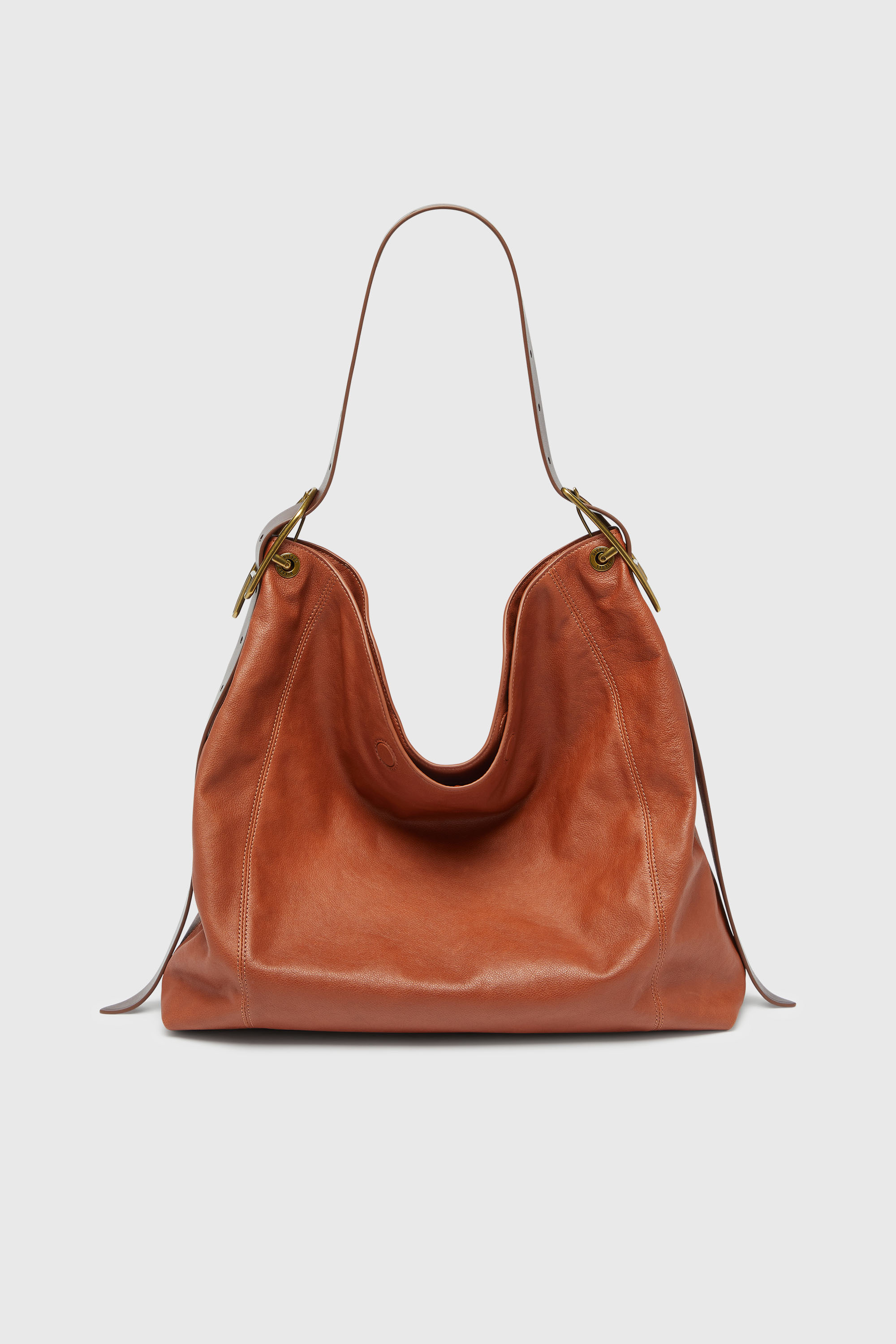 Diesel - D-LINE HOBO L, Woman's D-Line-Hobo bag in shiny leather in Brown - 1