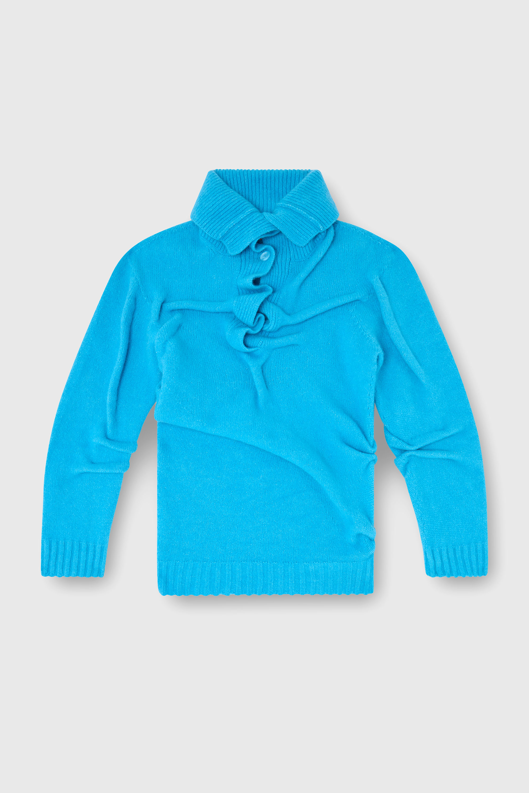 Diesel - M-AMARY, Woman's Button-neck jumper in wrinkled boiled knit in Azure - 2