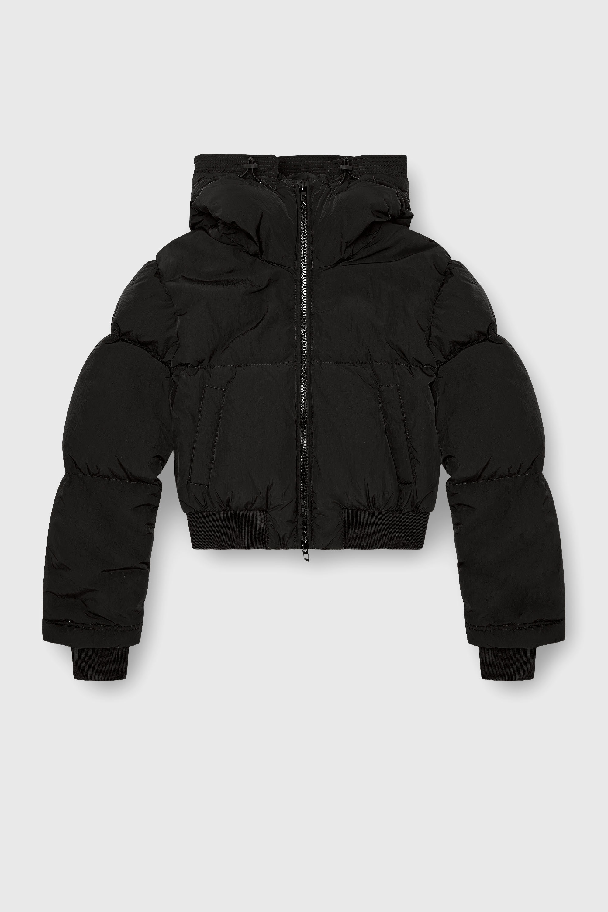 Diesel - W-PEYT-SHORT-NEW-P1, Woman's Hooded down jacket in crinkled nylon in Black - 2