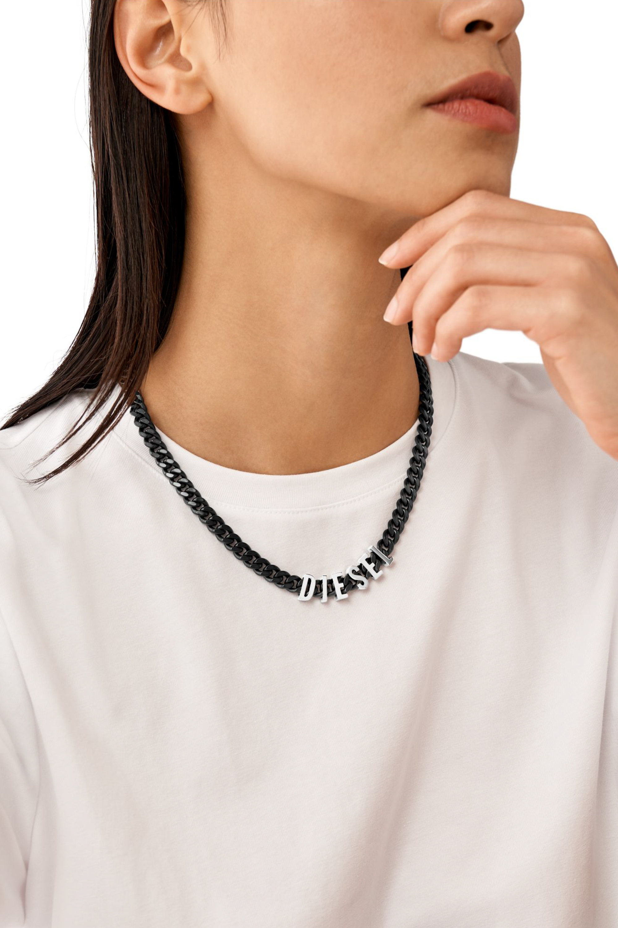 Diesel - DX1487, Unisex Two-Tone stainless steel chain necklace in Black - Image 4