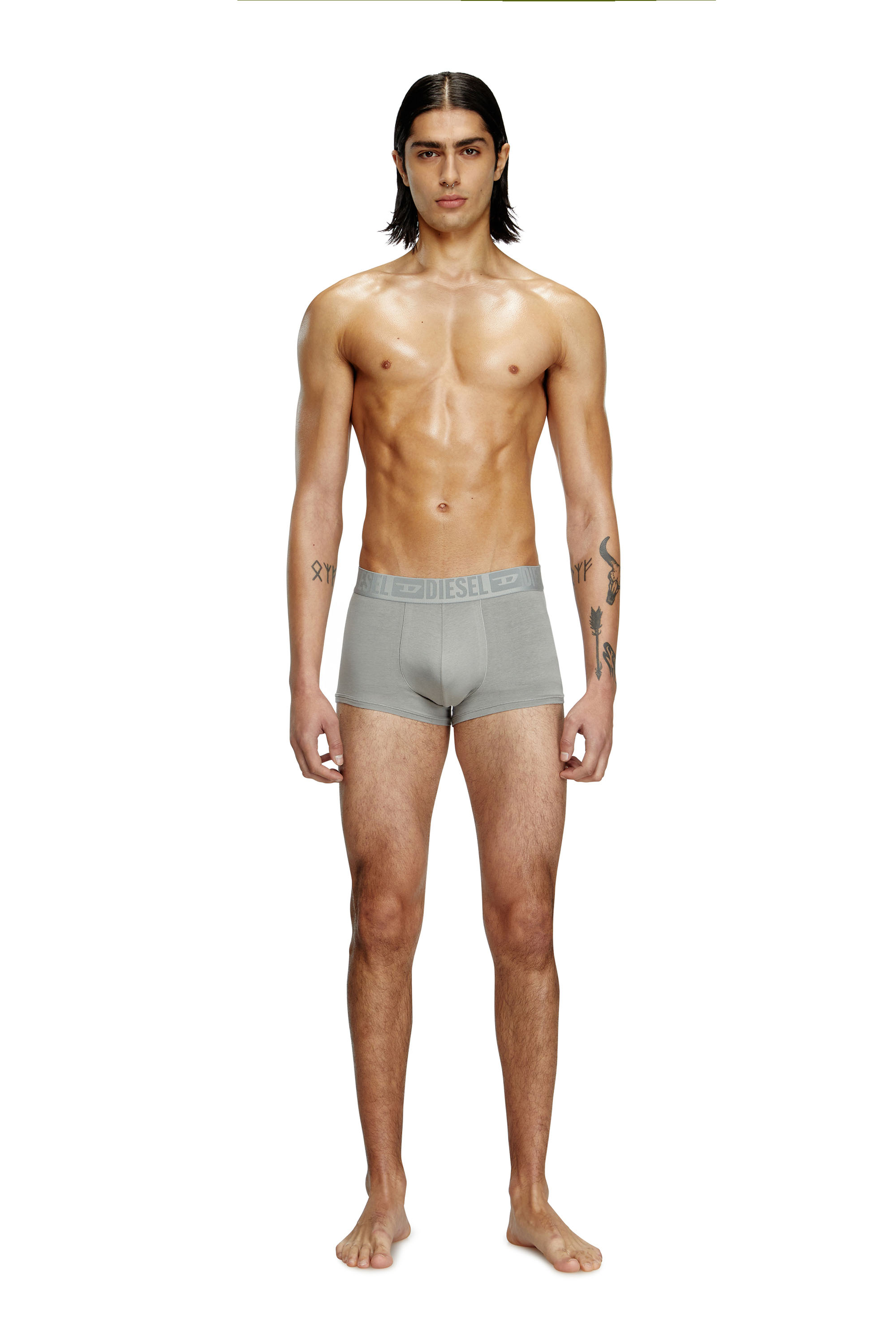 Diesel - BENJAMIN-D-MONO-3PACK, Man's Three-pack plain boxer briefs in Grey/Black - 3