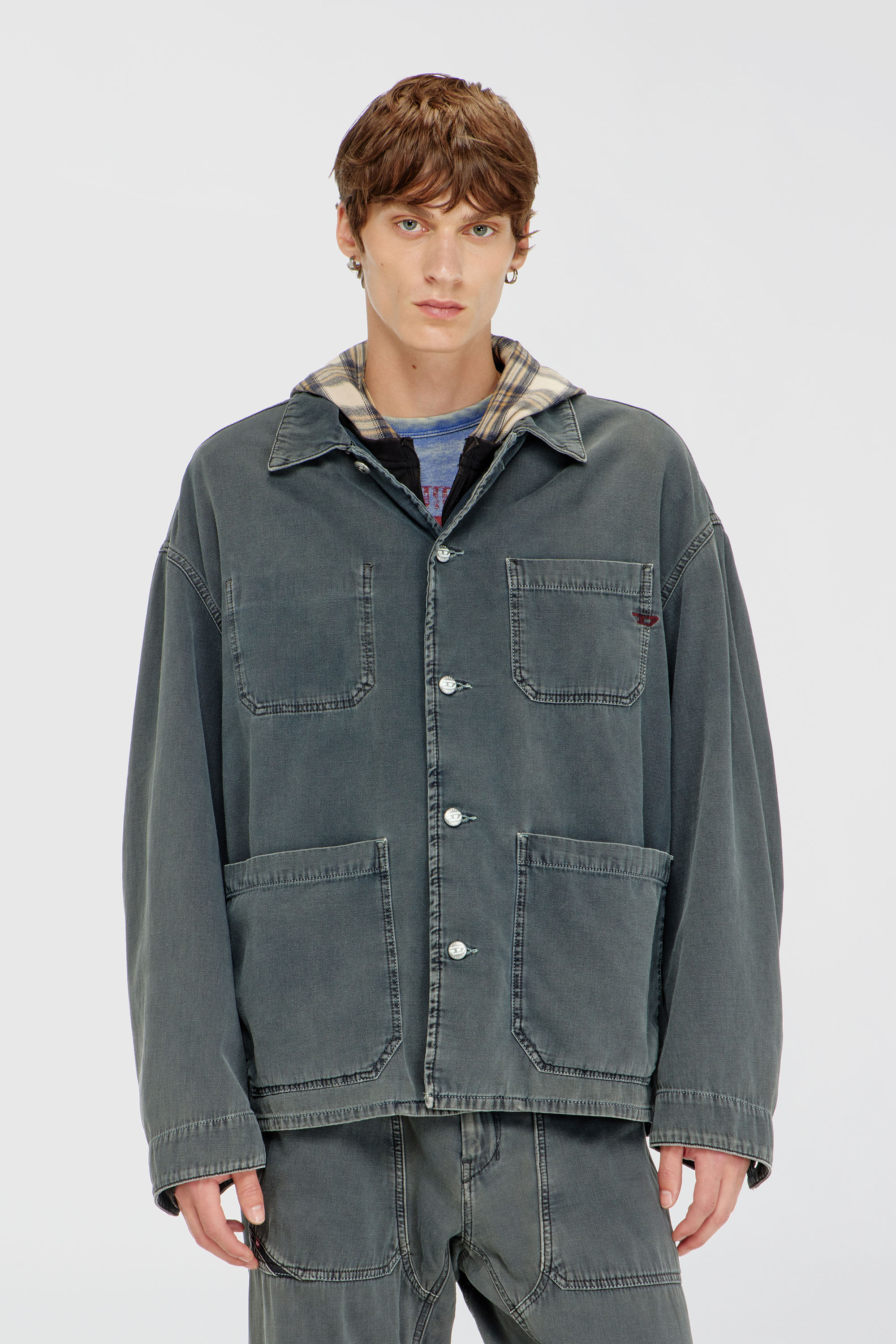 Diesel - D-STACK-U, Unisex's Utility-style jacket in coloured denim in Grey - 3