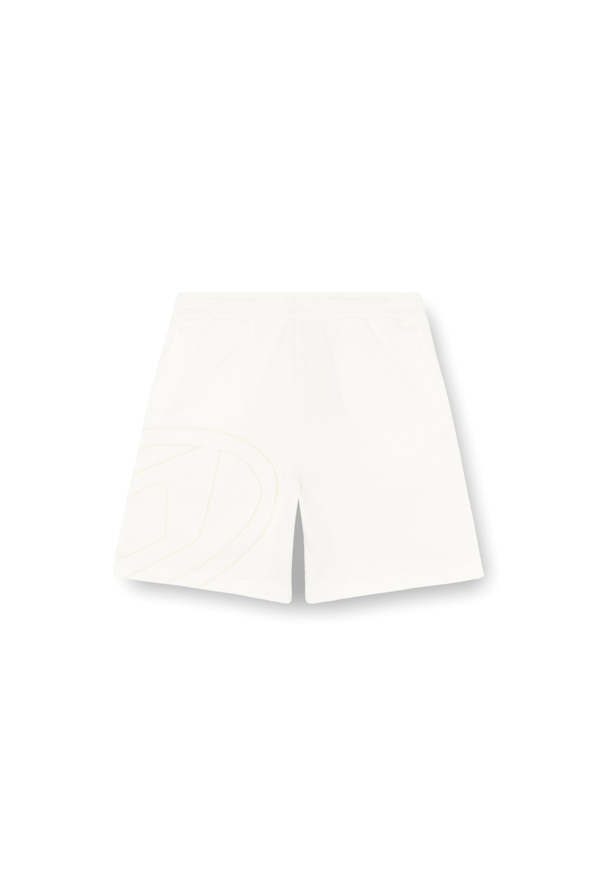 P-CROW-MEGOVAL, White Diesel - P-CROW-MEGOVAL, Man's Sweat shorts with maxi D logo in White - 2