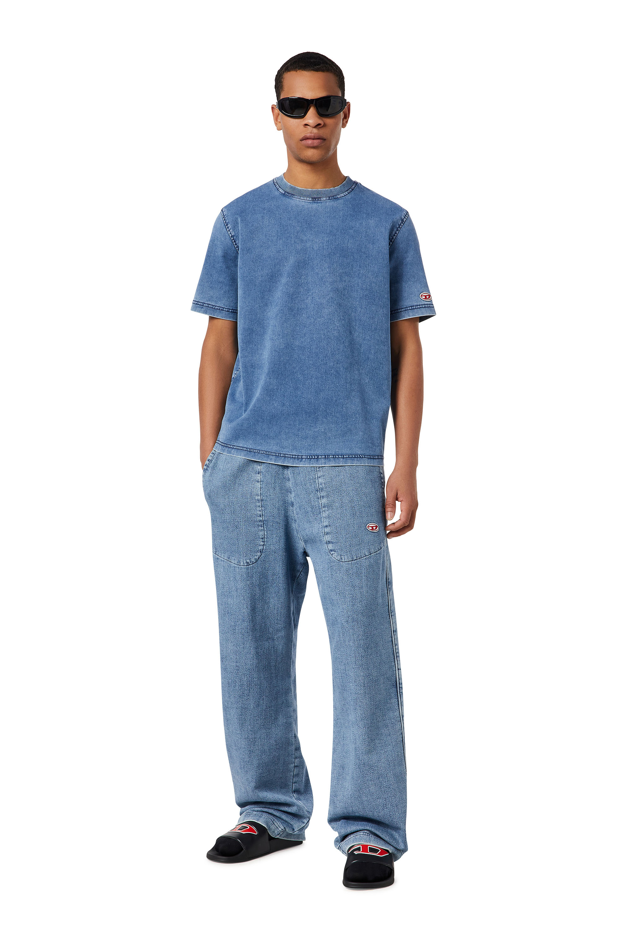 Diesel - D-BIGGOR TRACK DENIM T-SHIRT, Light Blue - Image 2
