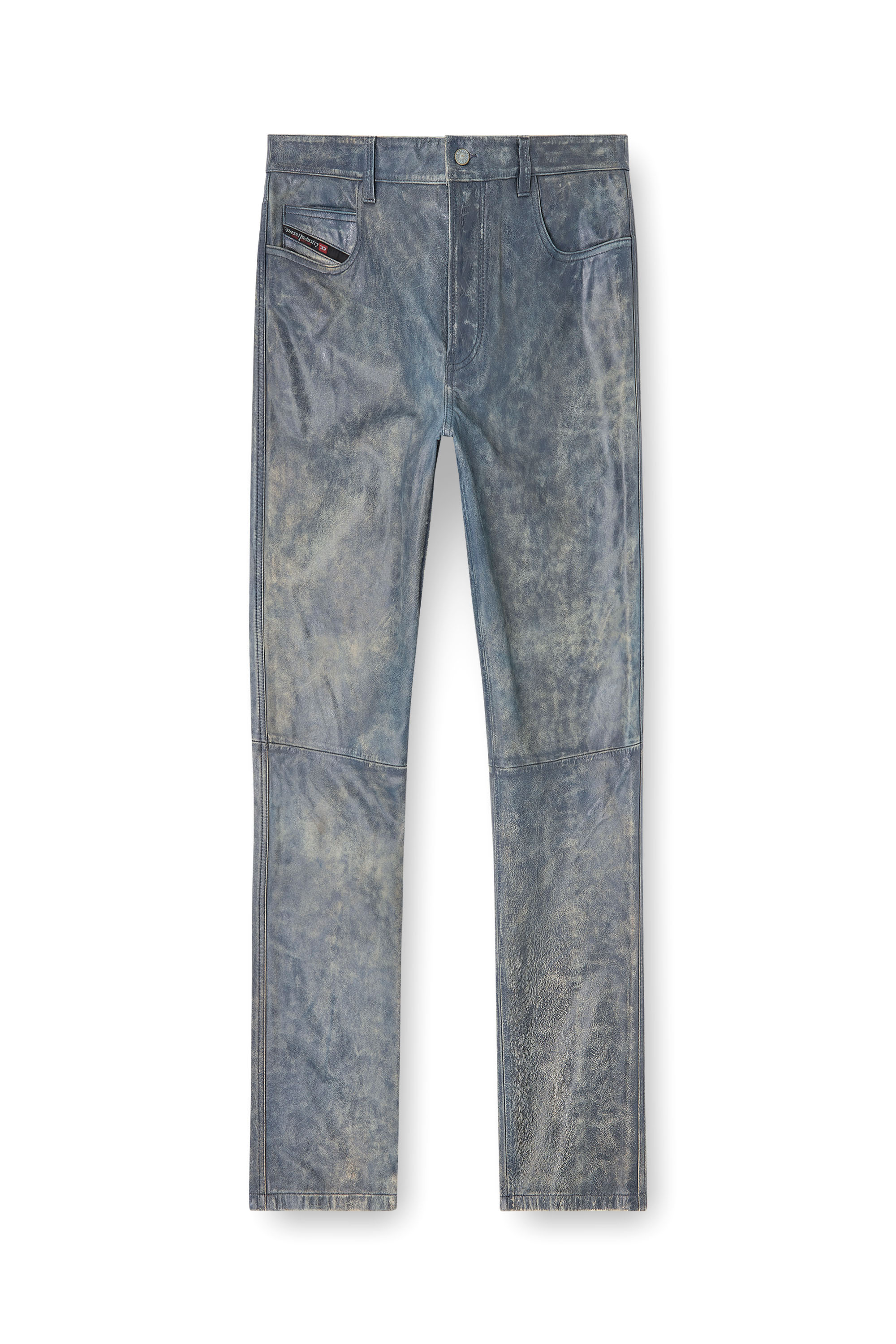 Diesel - P-VYLL-QMBW, Man's Jean-cut leather pants in Blue - 2