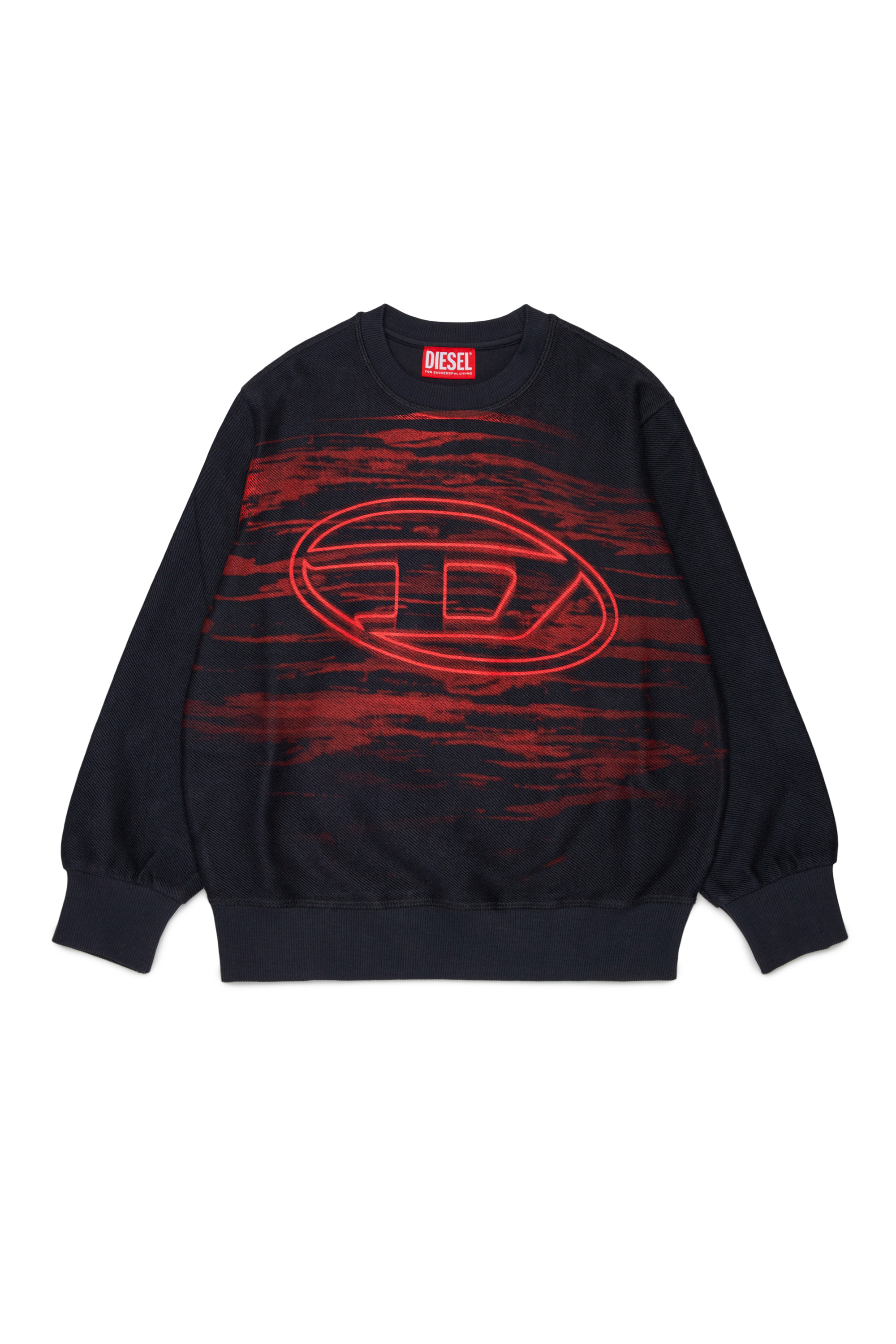 Diesel - SFRIT OVER, Man's Sweatshirt with streaks and Oval D logo in Black - 1