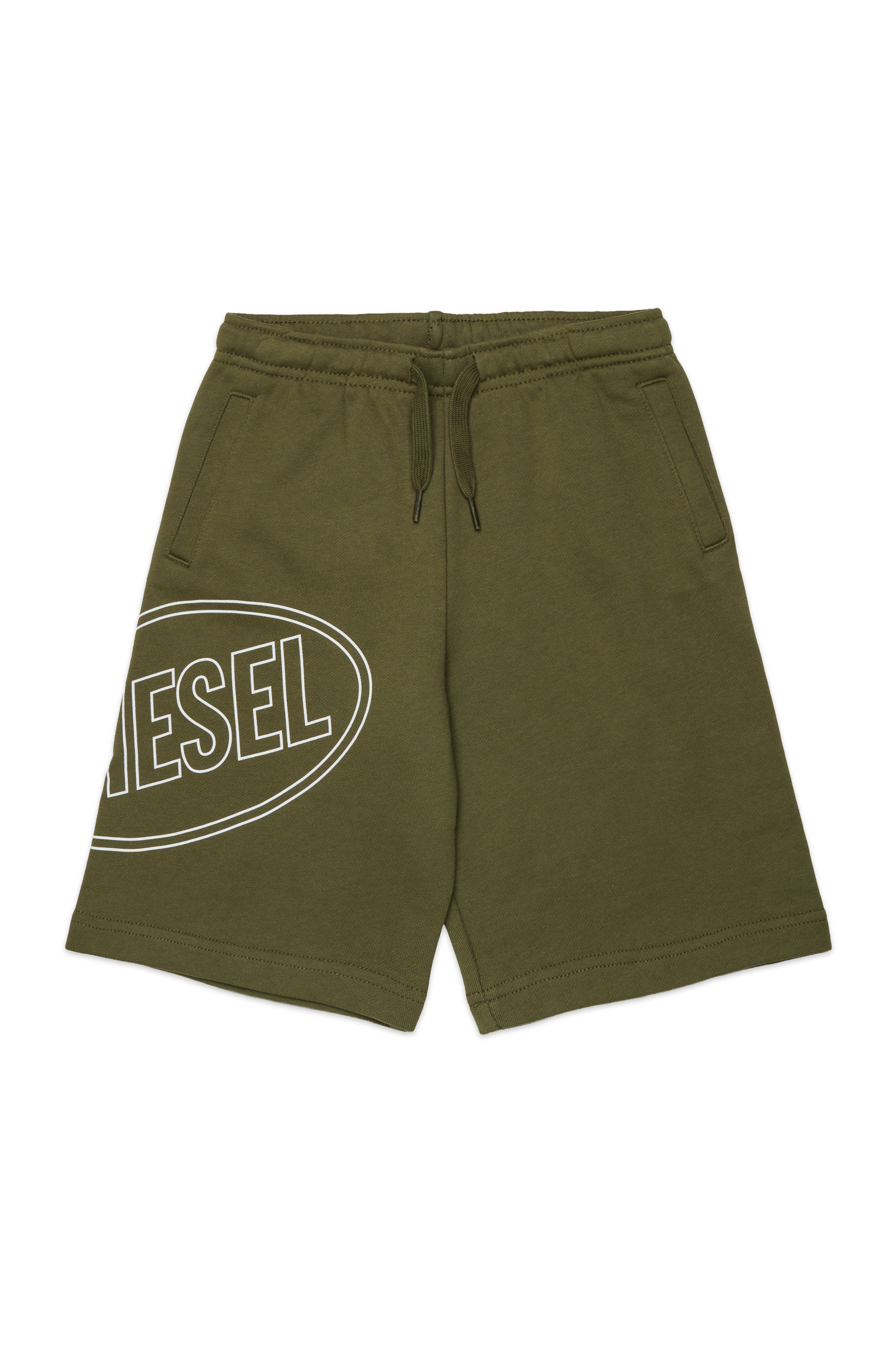 Diesel - PCIRCLE SHORT, Man's Cotton bermudas with maxi print in Military Green - 1