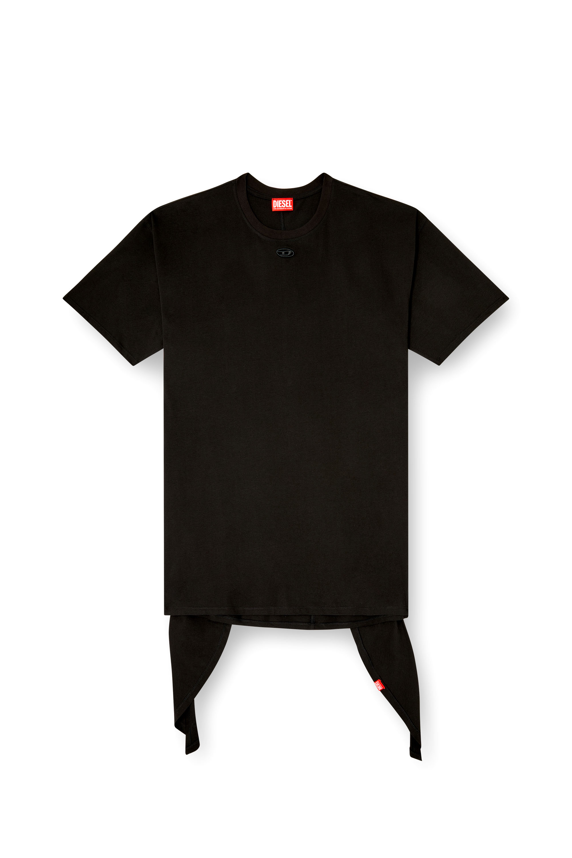 Diesel - D-EIVOR, Woman's T-shirt dress with tie front in Black - 2