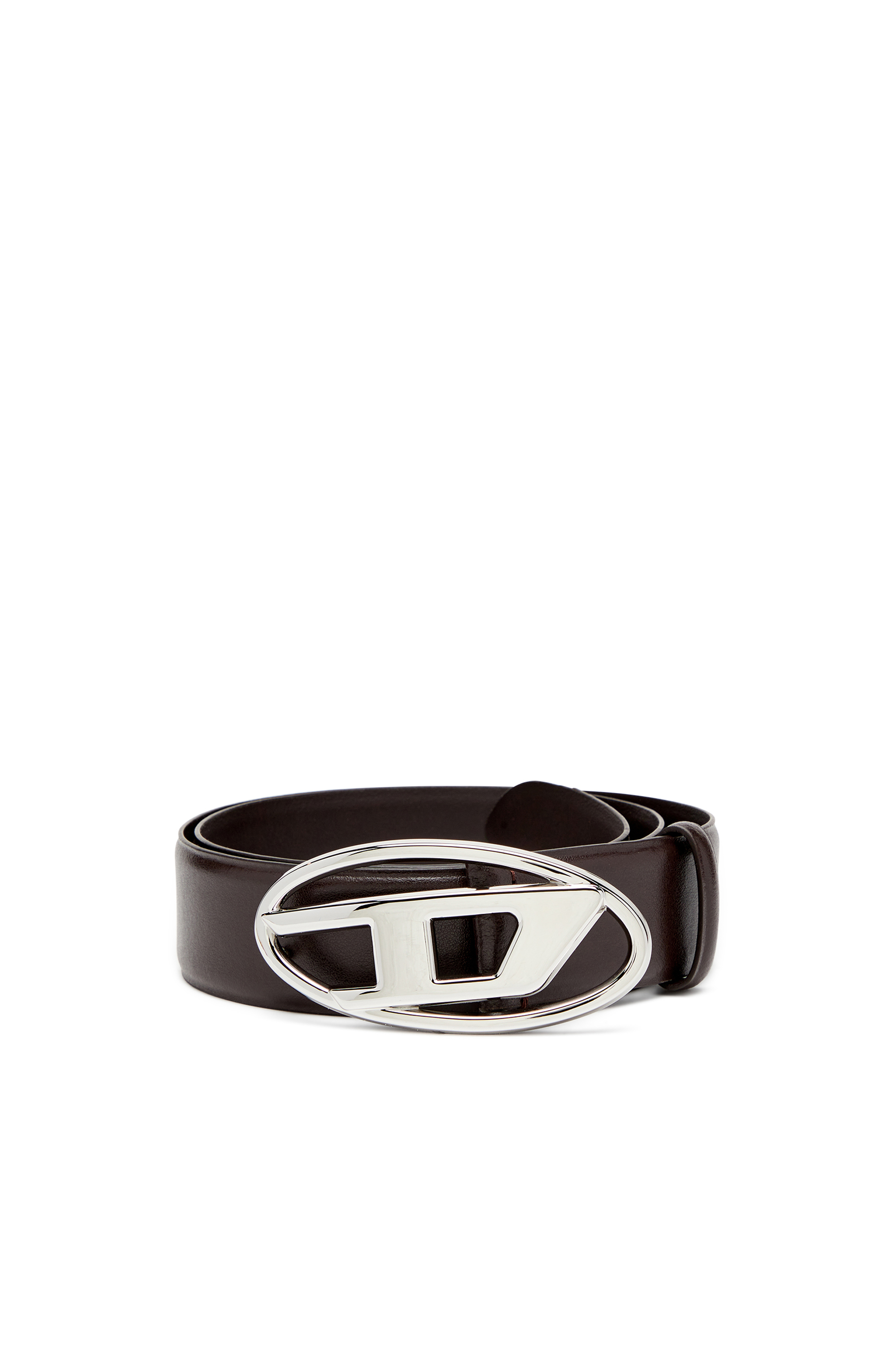 Diesel - B-1DR, Man's Leather belt with Oval D buckle in Dark Brown - 2