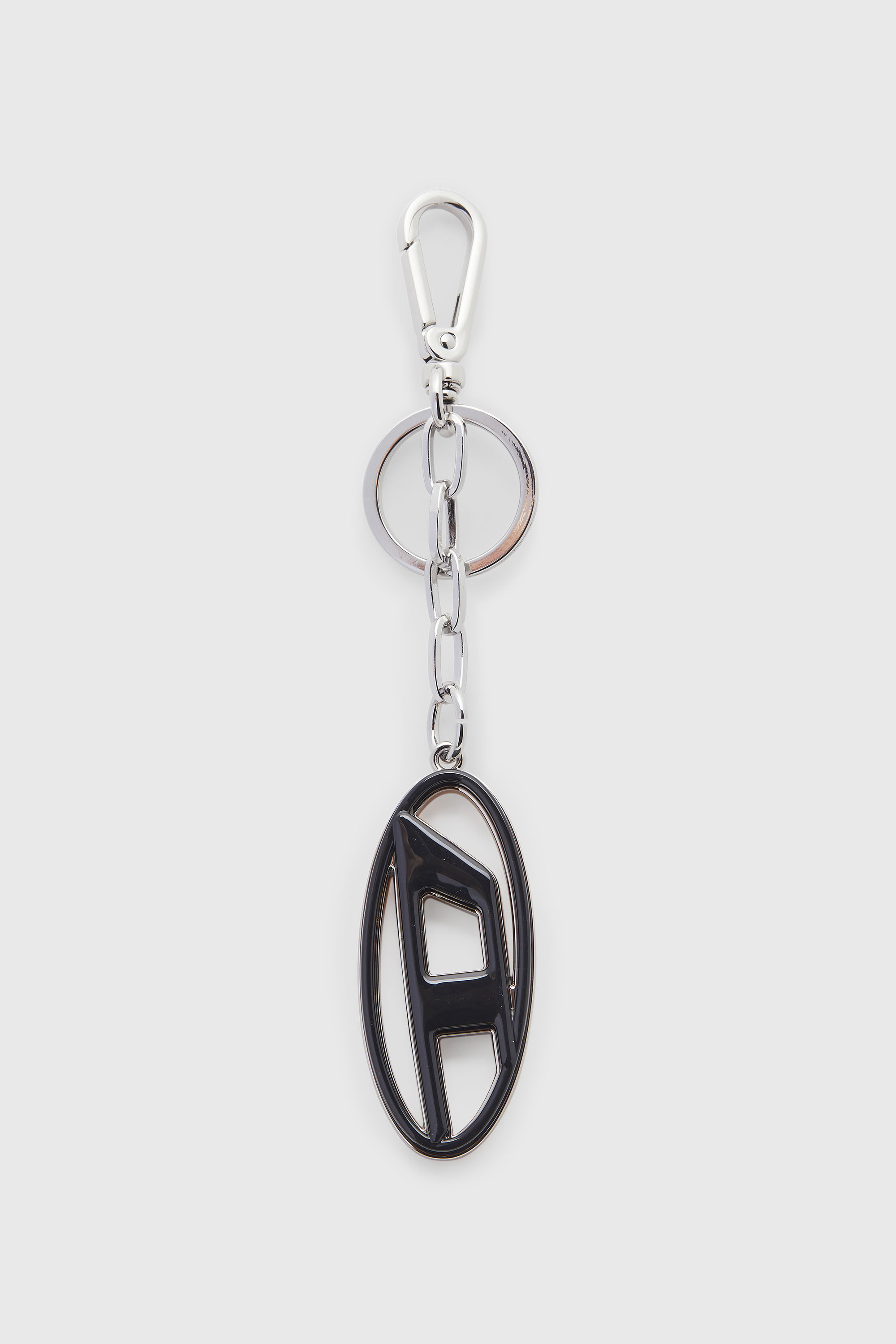 Diesel - CAGE-D LAYER, Man's Metal and resin Oval D keyring in Orange/Black - 2