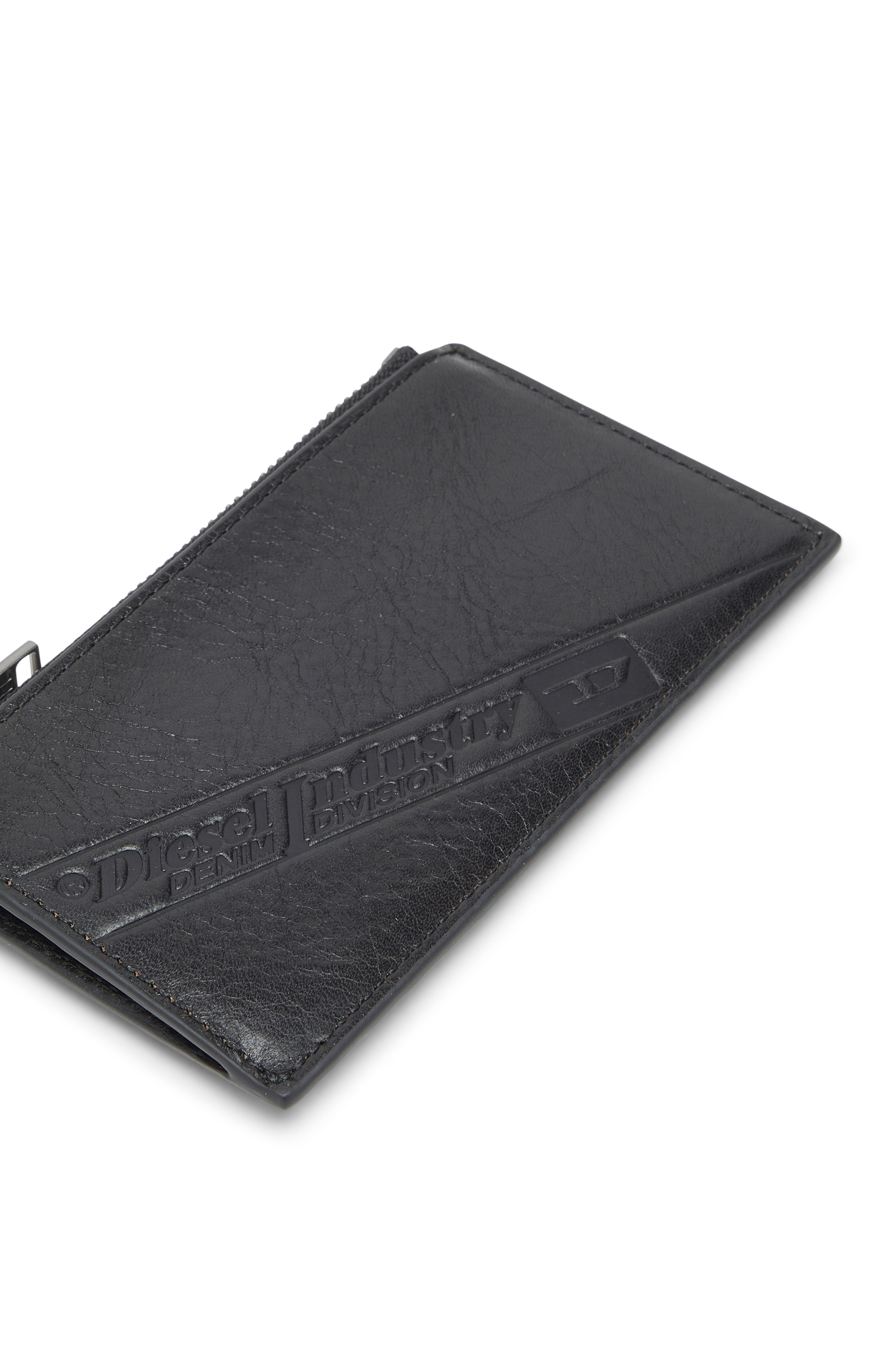 Diesel - FLAG-D CARD HOLDER III, Man's Leather card holder with zip closure in Black - 4