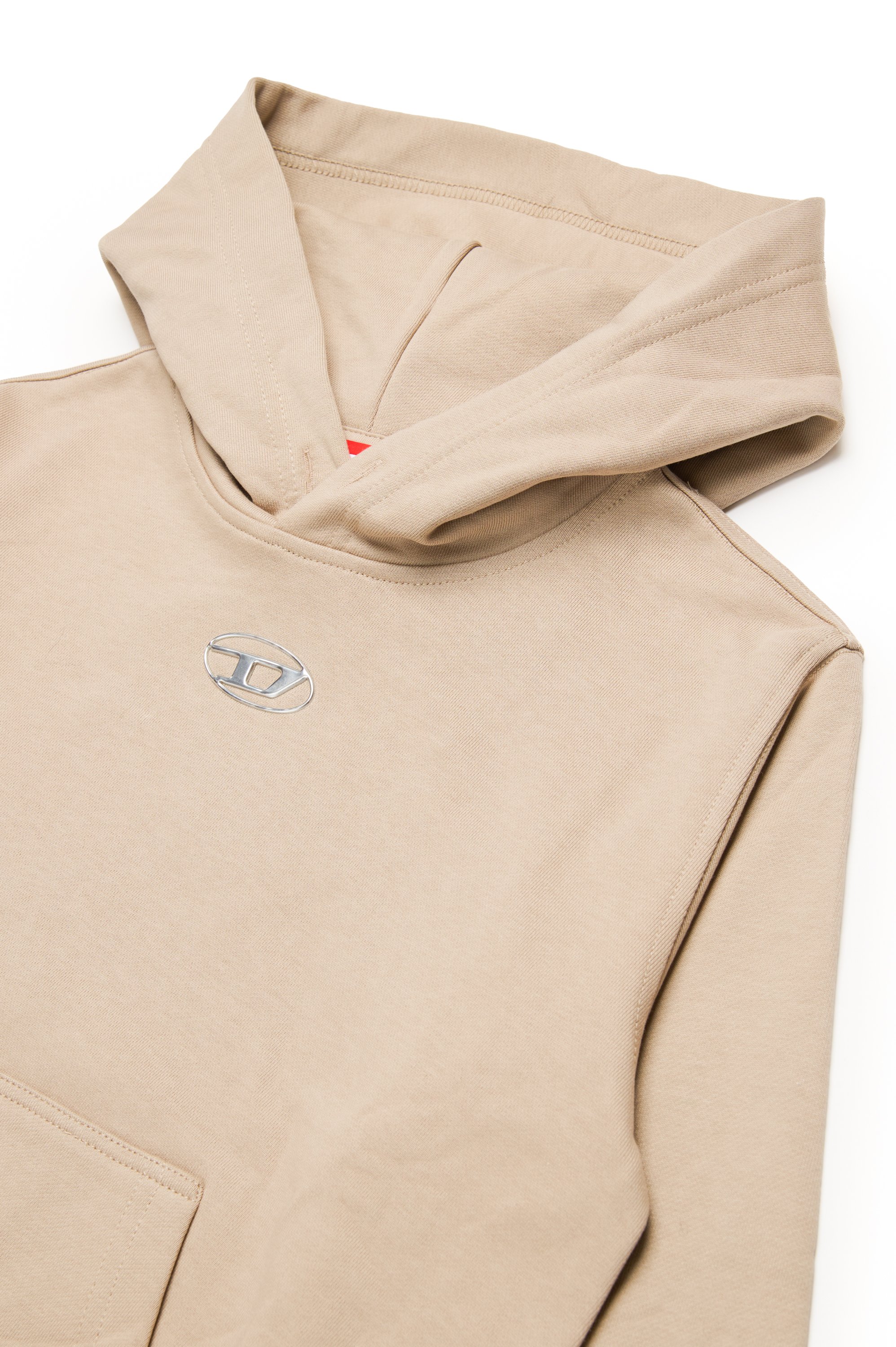 Diesel - SMACSHOODOD OVER, Man's Hoodie with metal-look Oval D logo in Light Brown - 3