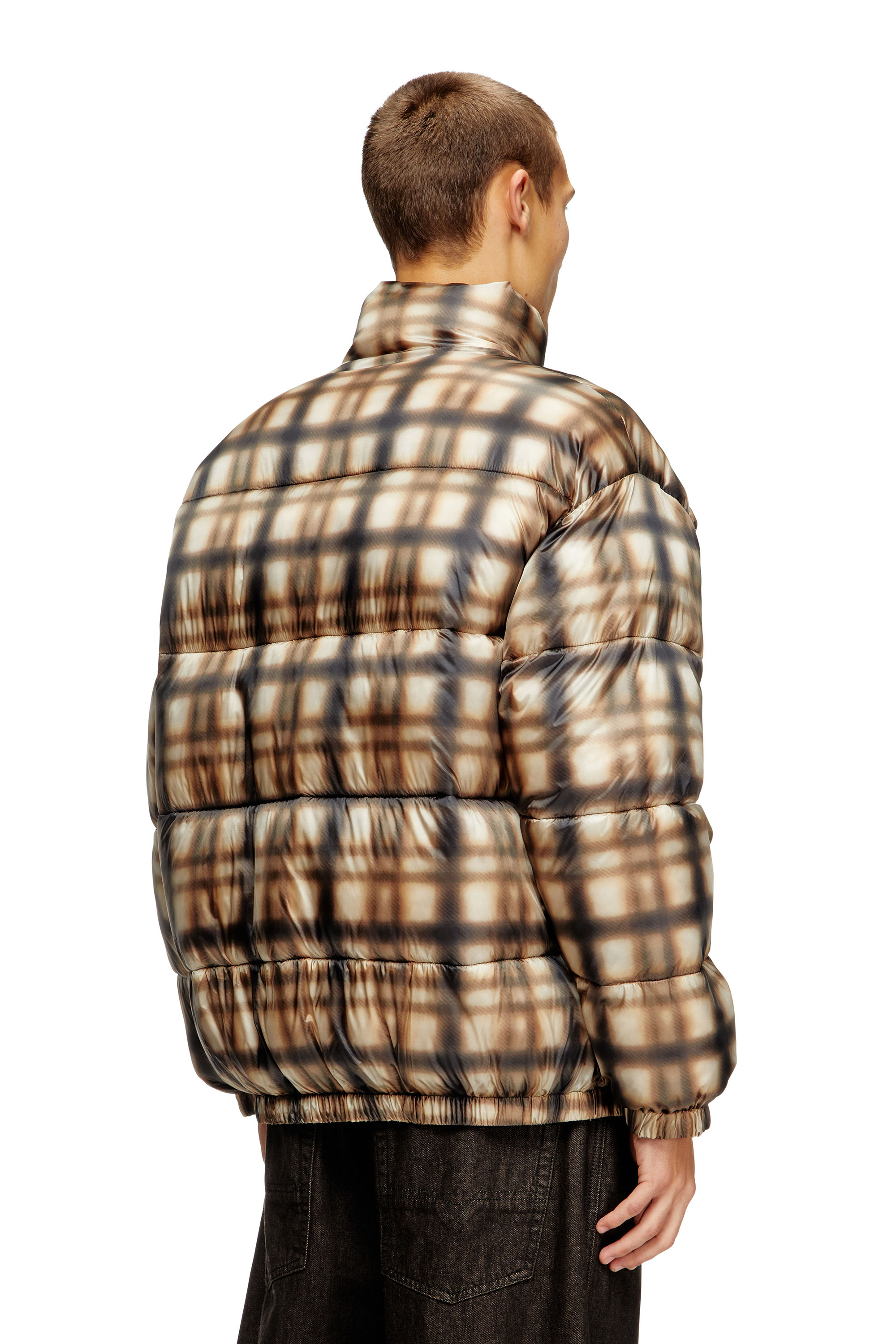 Diesel - W-BOURBON-ENBM, Man's Reversible padded bomber jacket in Black/Beige - 4