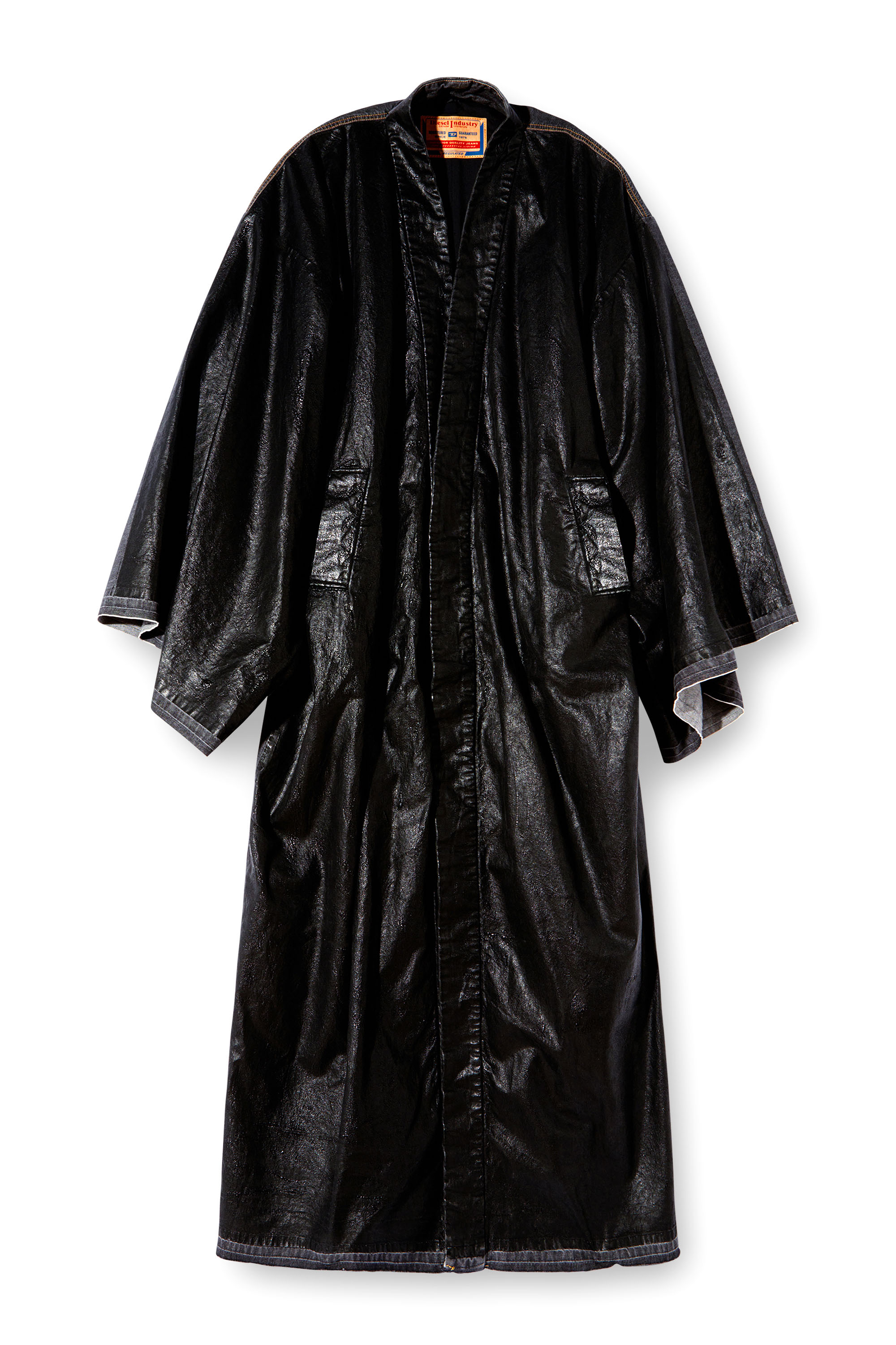 Diesel - D-D-KIM, Unisex's Denim kimono coat with coated front in Black - 4