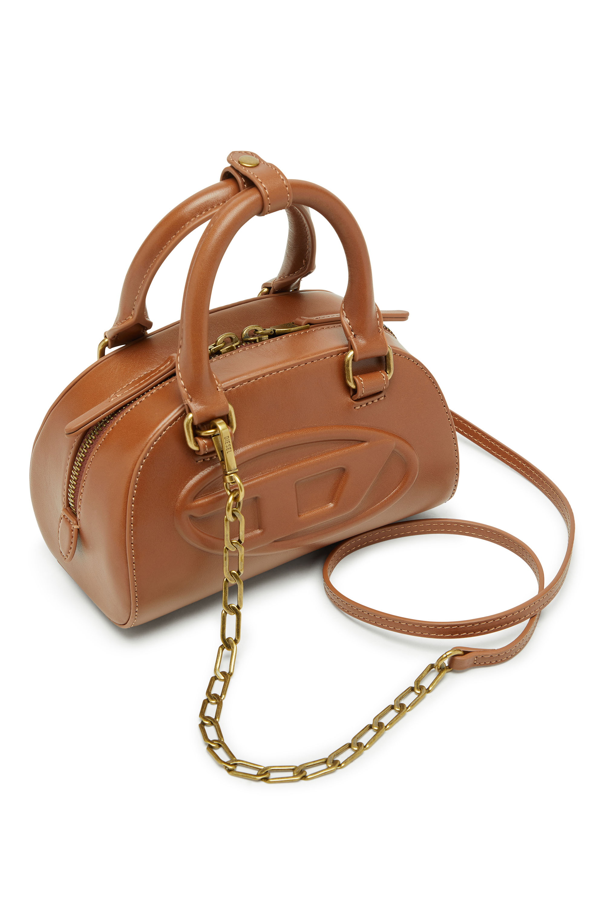 Diesel - 1DR DOME CROSSBODY, Woman's 1DR Dome-Mini bowling bag in pull-up leather in Camel - 5