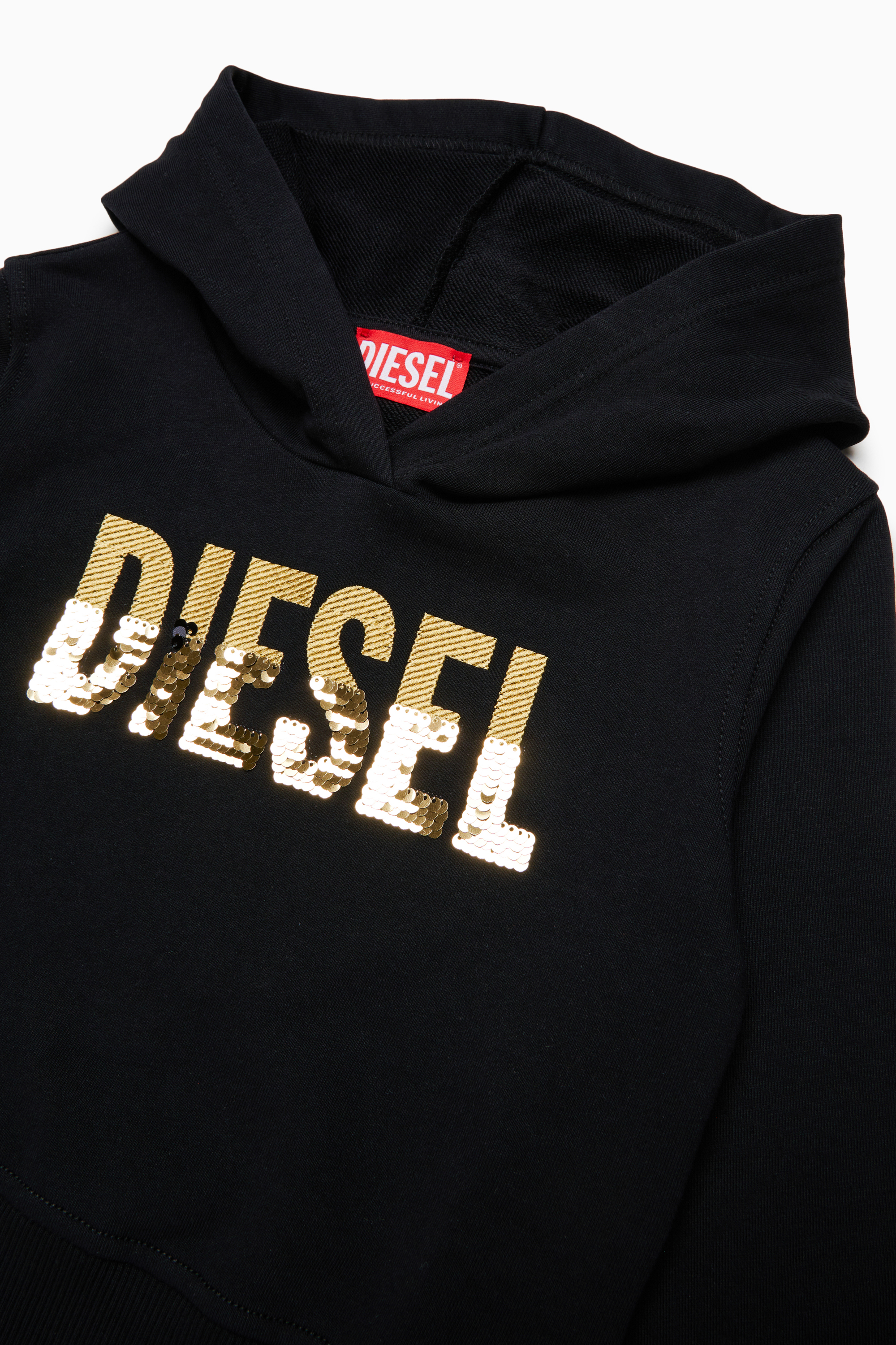 Diesel - SPALLYHOOD, Woman's Hoodie with sequin logo in Black - 3