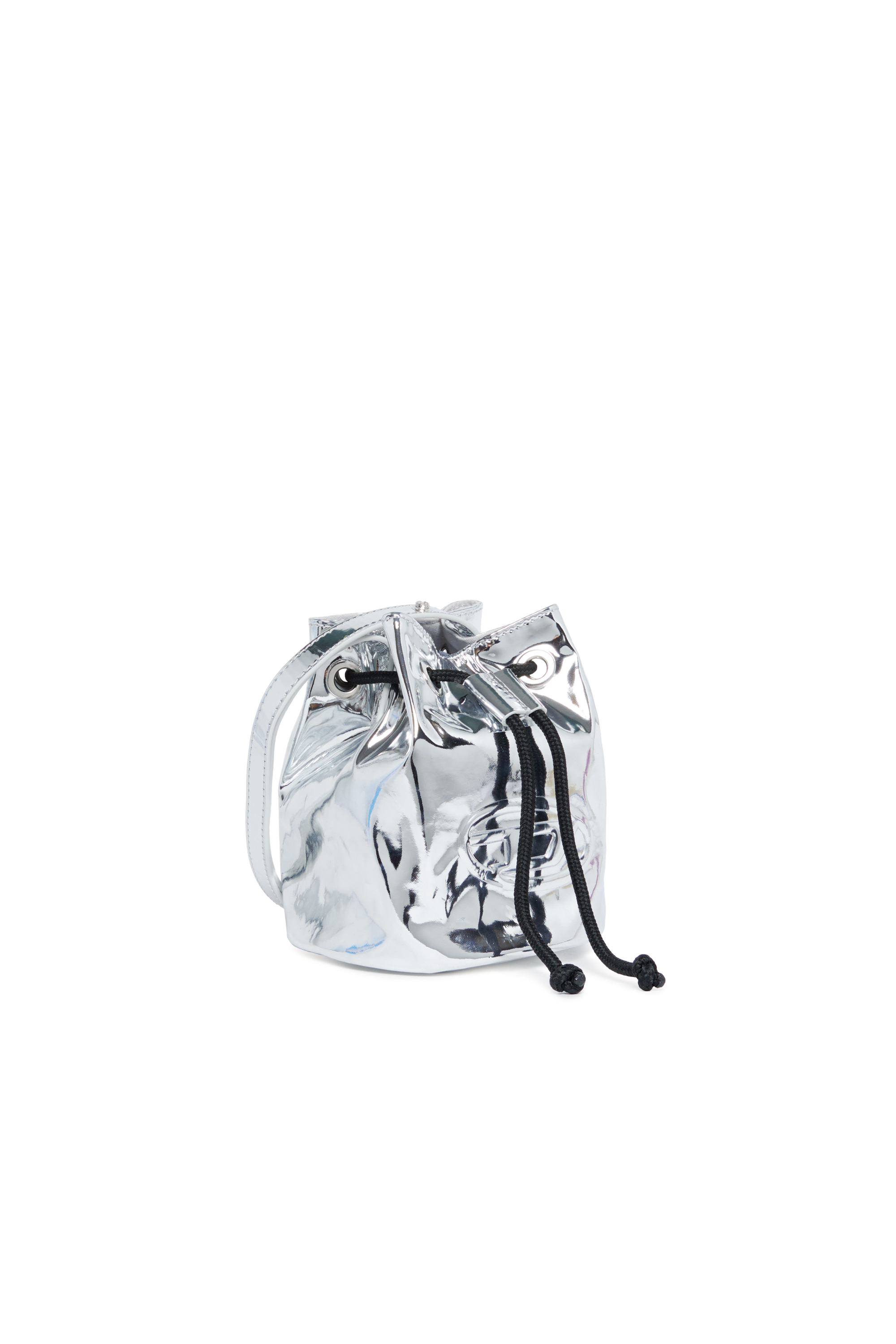 Diesel - WELLTYX, Woman's Shiny bucket bag in coated PU in Blue - 3