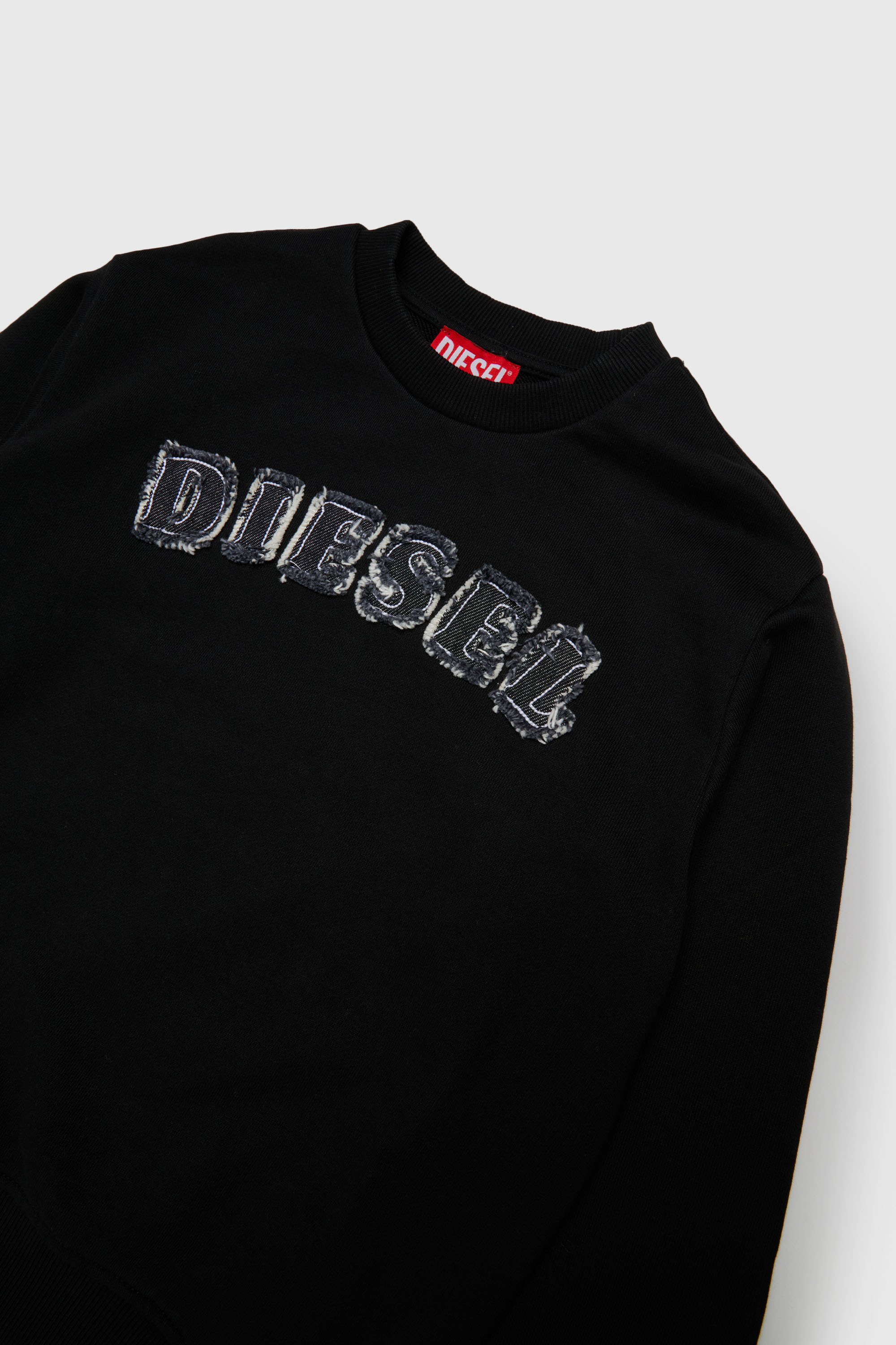 Diesel - SJEANS OVER, Man's Sweatshirt with frayed logo letters in Black - 3