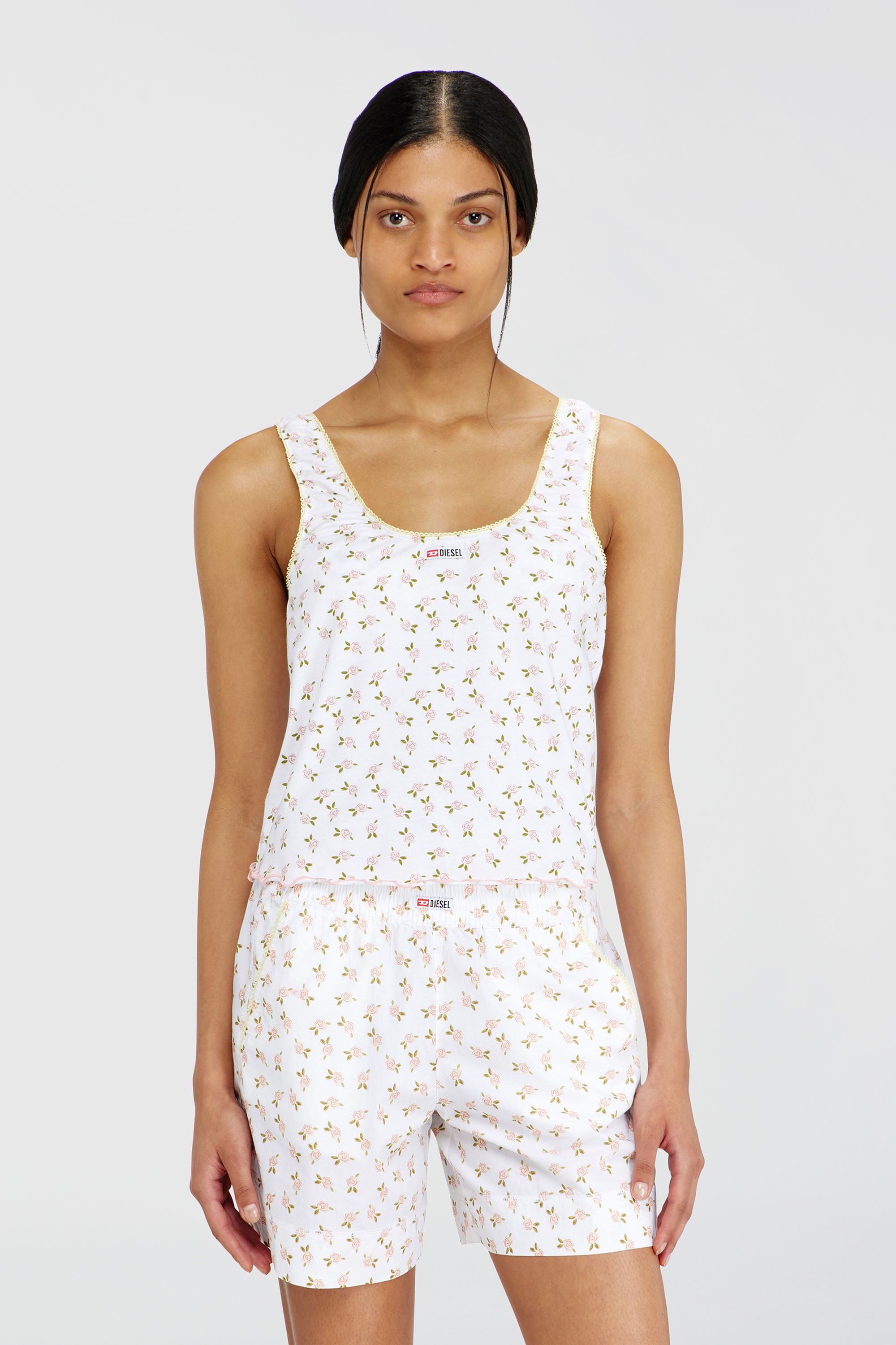 Diesel - GEORGIE-D-CORE, Woman's Stretch cotton top with floral print in White - 1