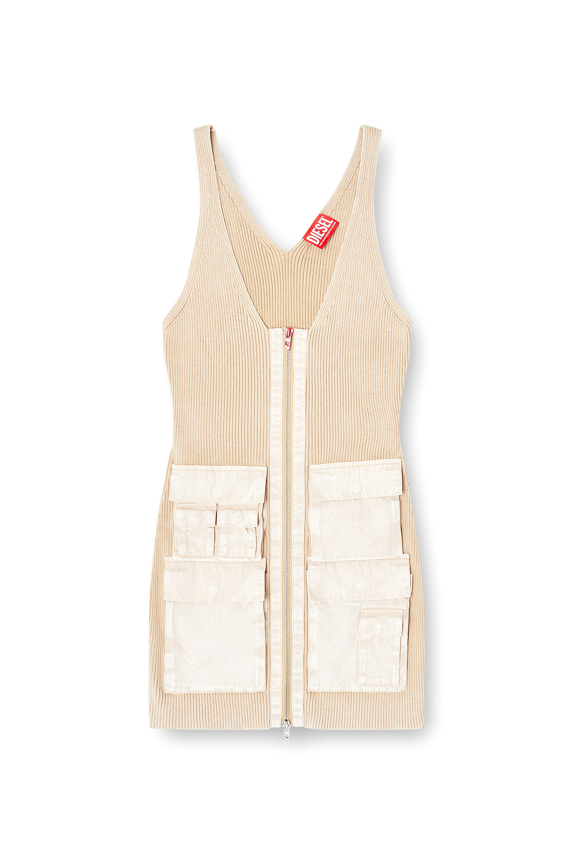 Diesel - M-GABRIELLE, Woman's Rib-knit short dress with cargo pockets in null - 1